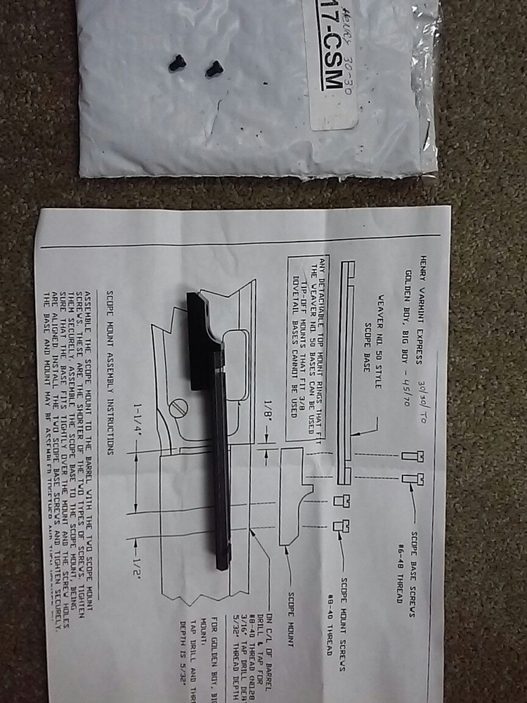 Henry scope mount base for Lg Caliber