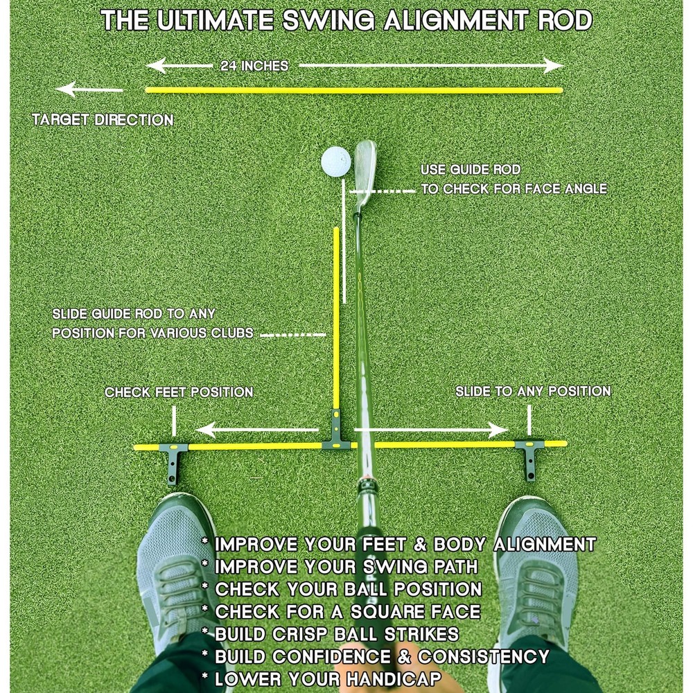 Golf Alignment Guide Sticks Adjustable Swing & Putting Trainer Aid Fix Slice