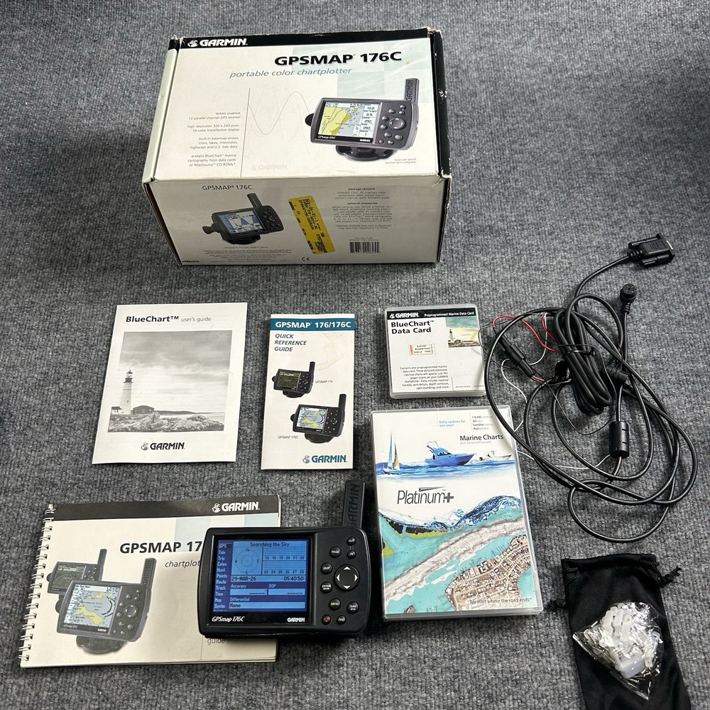 GARMIN GPSMAP 176C Color Marine Chartplotter w/ Cables, Manual Original Box