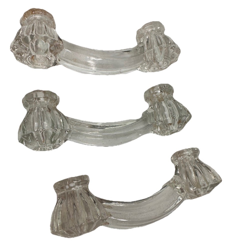 Furniture Handle Glass Original Drawer Pulls Knobs Lot 3