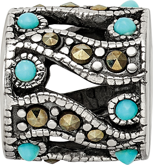 Silver Reflections Marcasite & Turquoise Bead QRS2664