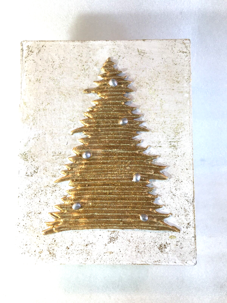 3 CHRISTMAS Nesting Gift Boxes Gold Christmas Tree