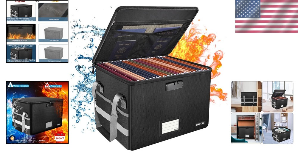 Fireproof Document Organizer with Lock - Portable and Waterproof Storage Box