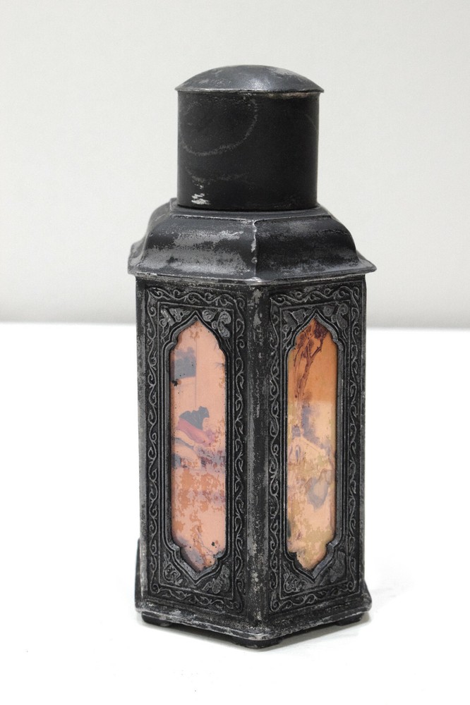 Chinese Painted Glass Tea Caddy 7.5"