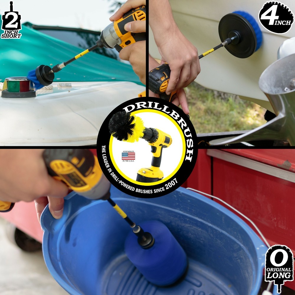 Drillbrush Medium Blue Drill Brushes with Extender - Clean pool & aquarium
