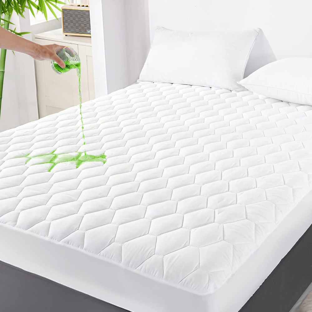 Queen Waterproof Mattress Protector, Bamboo Rayon, Cooling, Deep Fit, Dust Proof