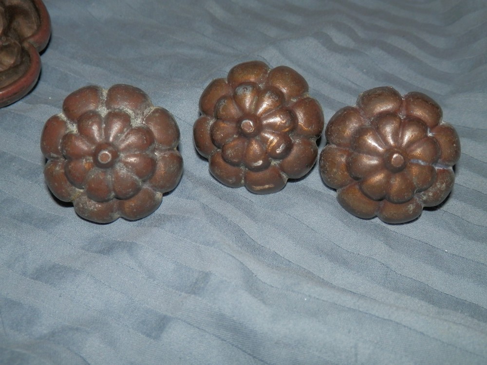 vintage flower shape Drawer Pull handles knobs Plates brass?