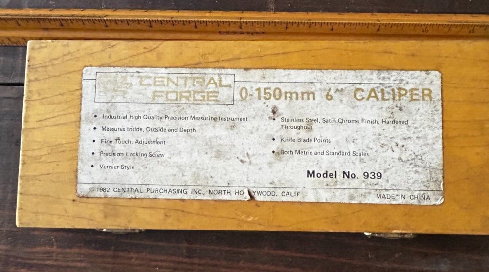 Vintage Central Forge 6" Caliper 1-150MM with Case