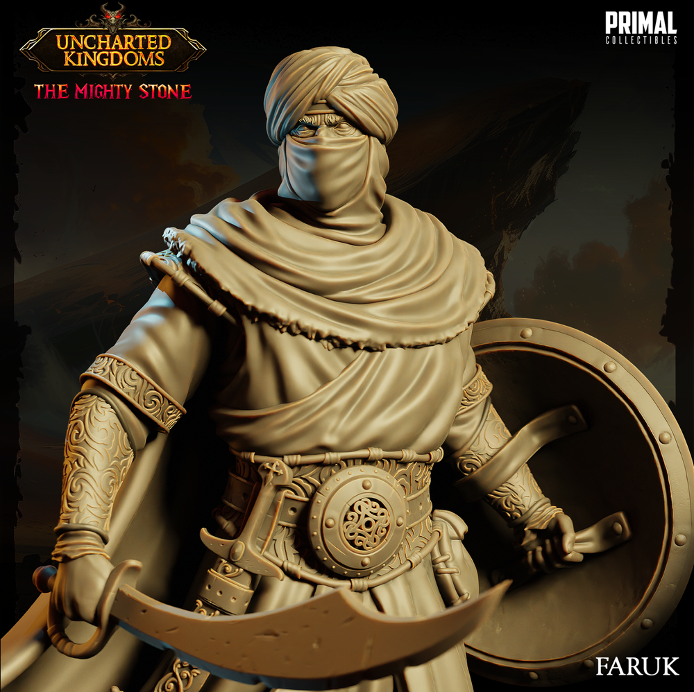 DnD Arab Desert Fighter Character Mini 32mm Scale