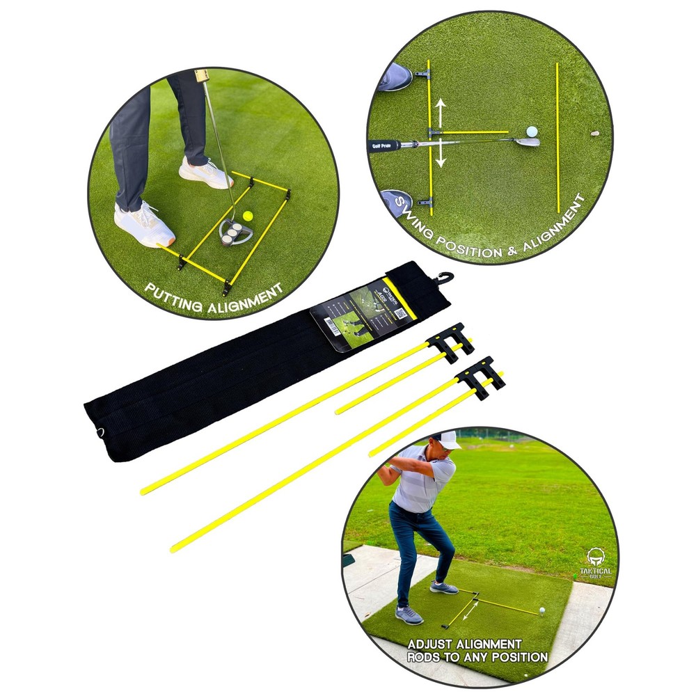 Golf Alignment Guide Sticks Adjustable Swing & Putting Trainer Aid Fix Slice