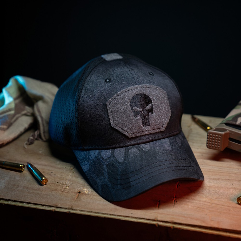 Punisher Tactical Cap With Loop Surface Hook Backed Morale Patches Operator Cap