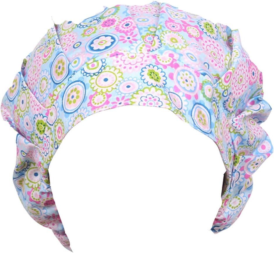 Women's Working Cap Adjustable Sweatband Classic Bouffant One Size, Print 1
