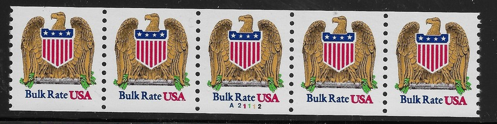 US Scott #2602, Plate #A21112 Coil 1991 Eagle & Shield VF MNH