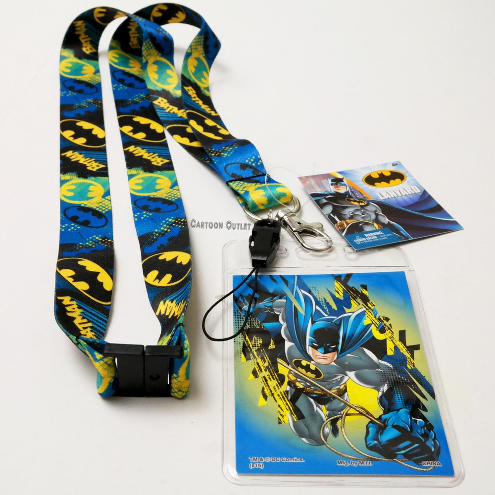 Batman Lanyard breakaway + ID Holder Dangle Authentic DC Heroes New