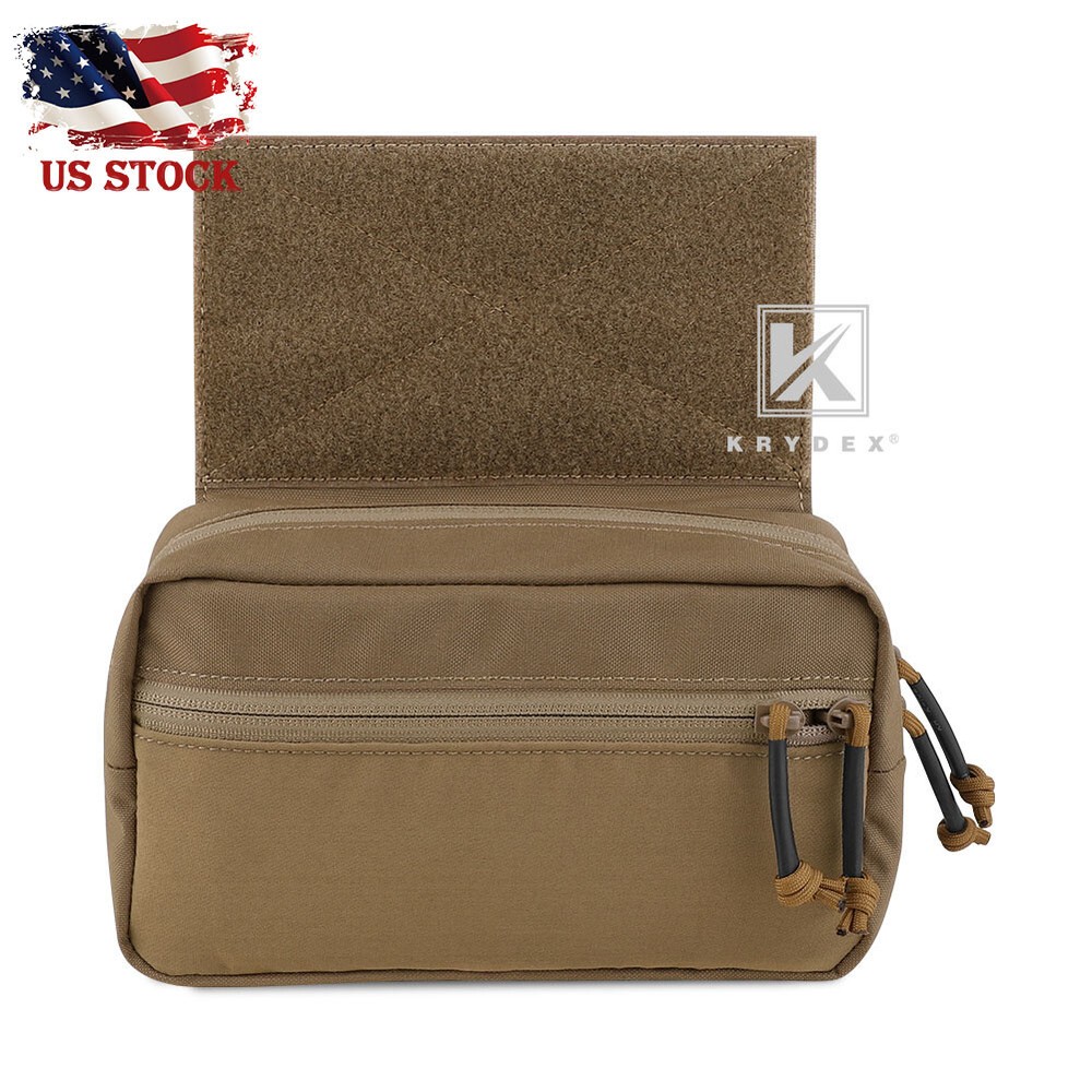 KRYDEX Tactical Drop Pouch SACK Dump Pack Hook & Loop For Chest Rig Coyote Brown