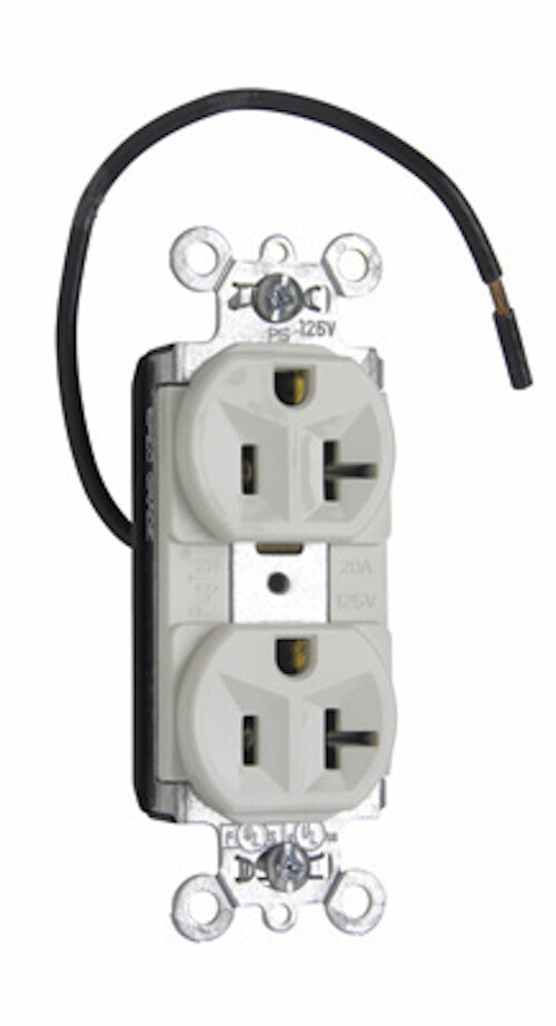 PlugTail® Split Circuit Spec Grade Receptacles, 20A, 125V, Light Almond pass sey