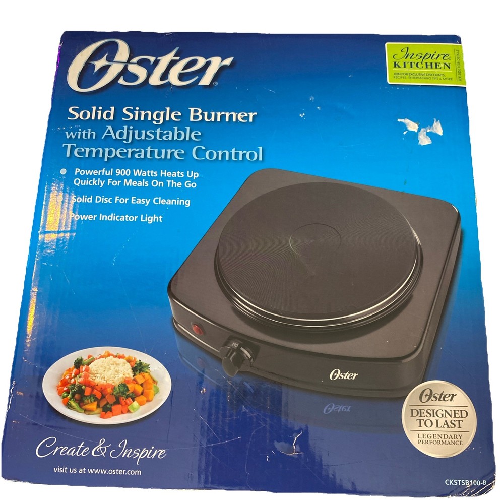 Oster CKSTSB100-B Solid Single Burner Adjustable Temp Control anew