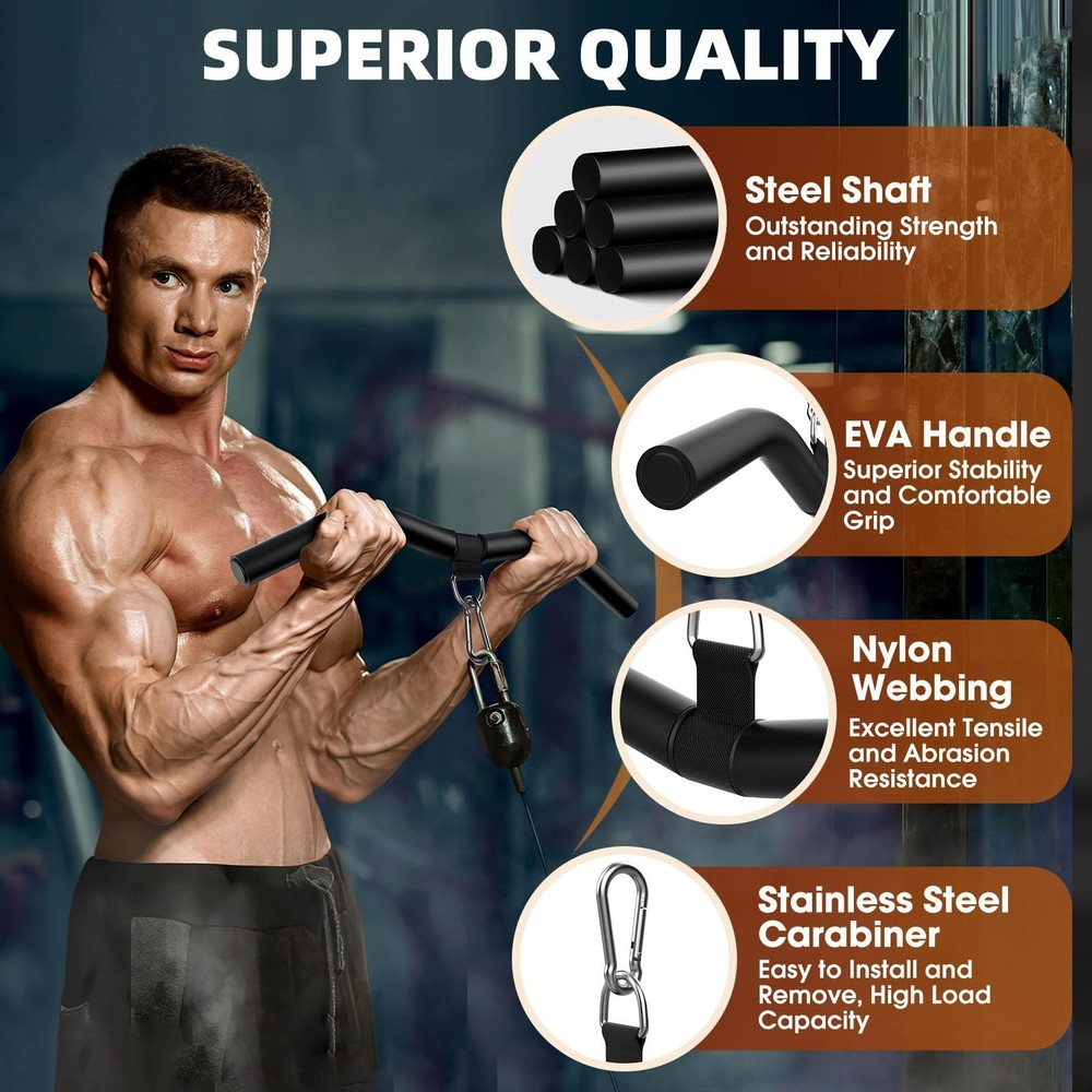 LAT Pulldown Bar Attachments Single D-Handle Tricep Bar for Cable Machine