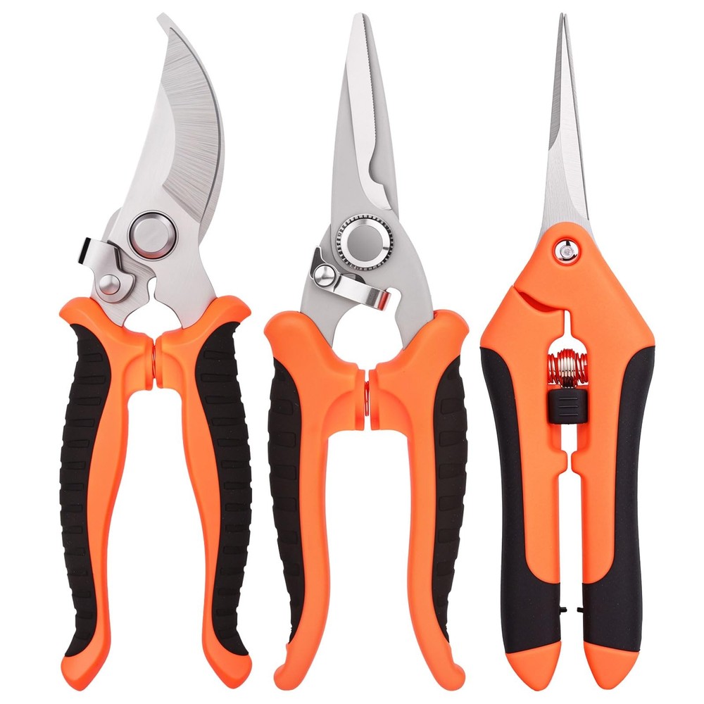 Garden Shears set 3 PCS Stainless Steel Pruning Scissors kit mixed