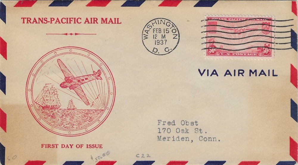 FDC # C22-24a  -- China Clipper  --  Grandy