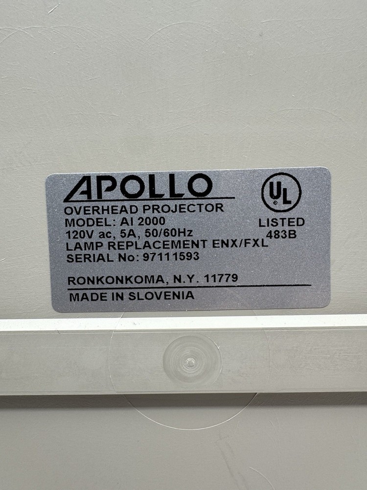 Vintage Apollo Eclipse AI 2000 Overhead Projector Missing Lamp Original Box