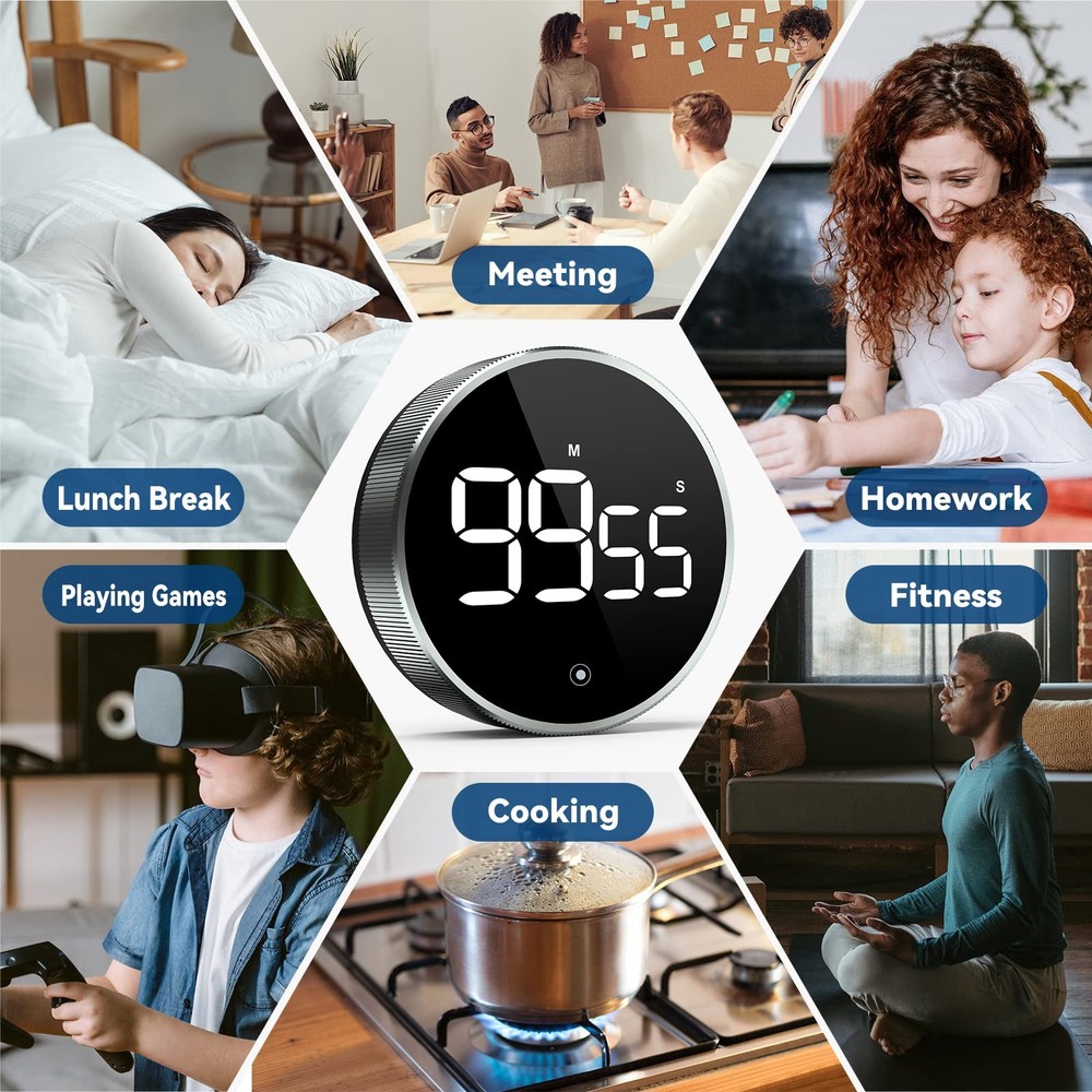 Digital Kitchen Timer, 3.8'' Large LED Display Countdown Countup Timer, Timer...