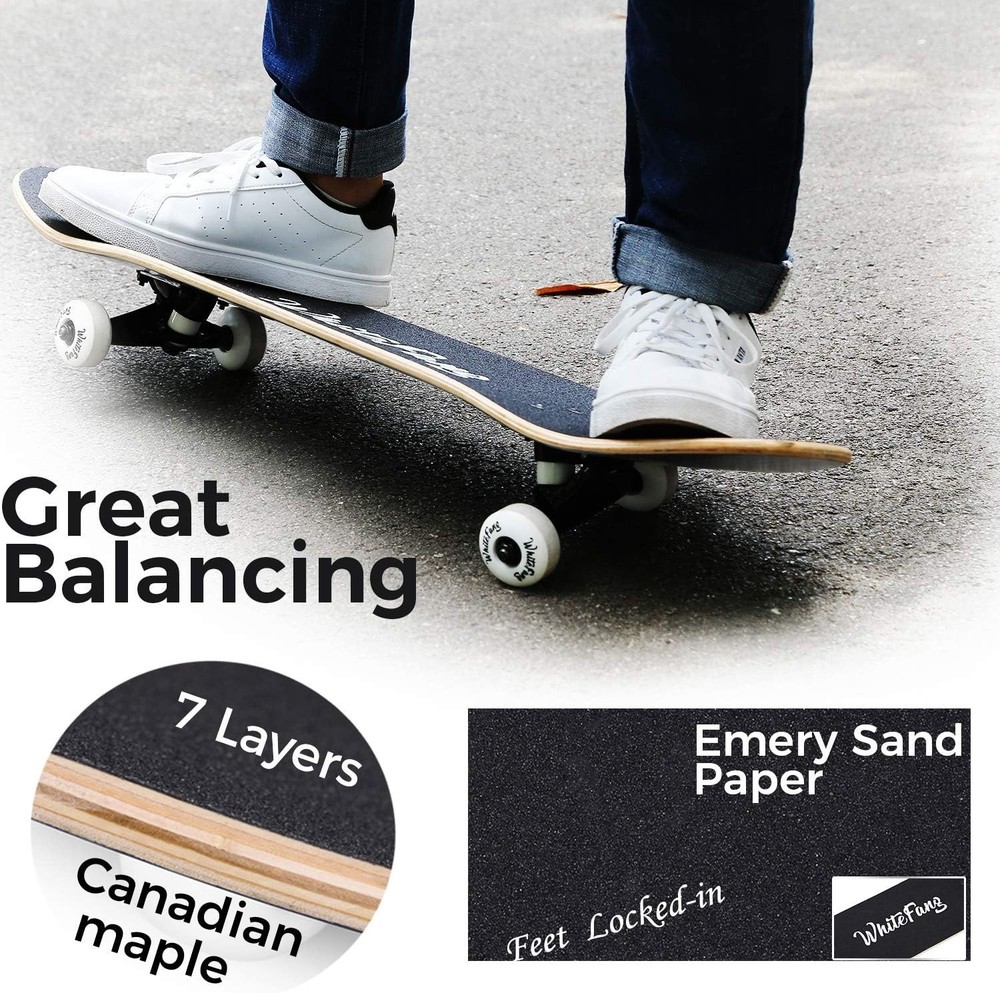 Maple Deck Skateboard for Beginners, 31" Double Kick