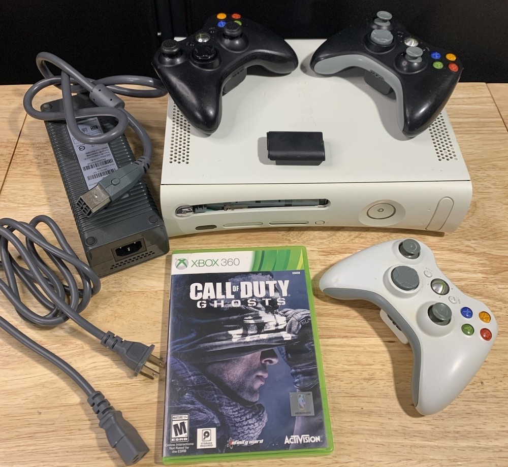 Microsoft Xbox 360 Console Bundle NewPowercord Ghost Controllers READdescription