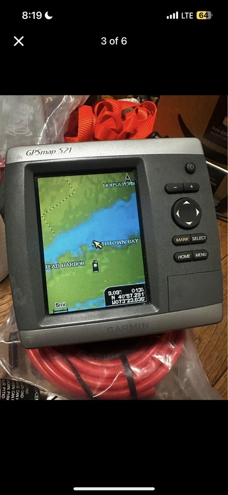 Garmin GPSMAP 521 Chartplotter Fishfinder w/ Mount, Cable, Cover & Chart Card