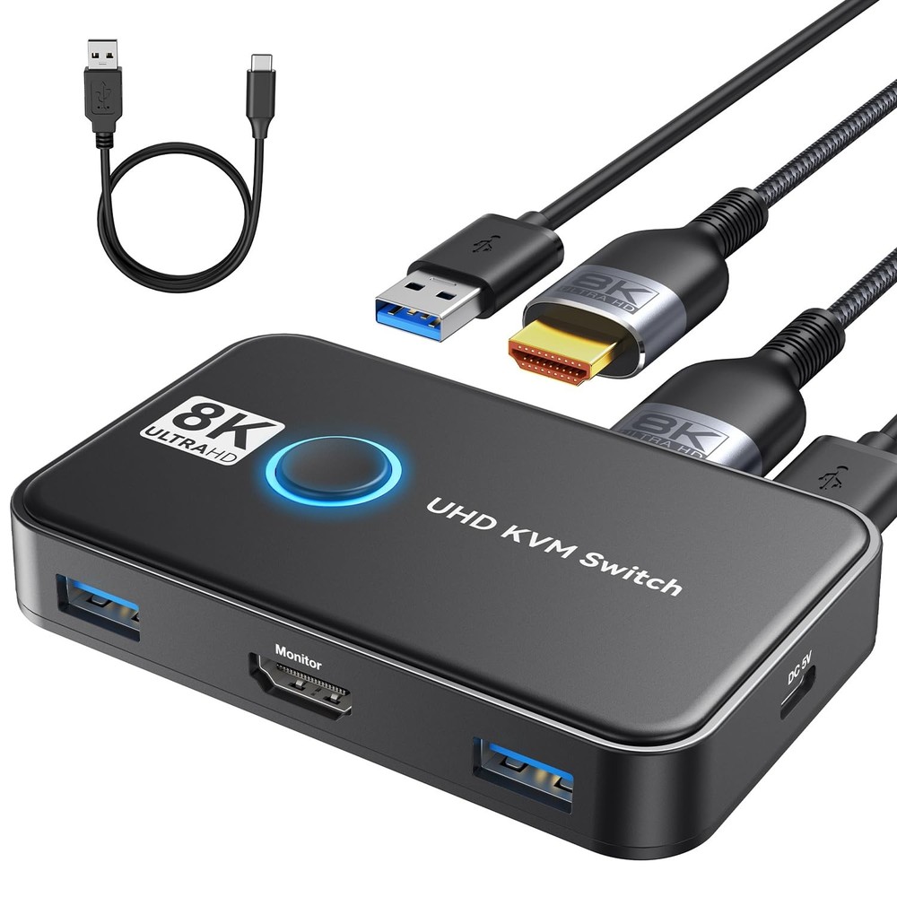 KVM Switch 1 Monitors 2 Computers USB Switch for 2 Computers Share Keyboard P...