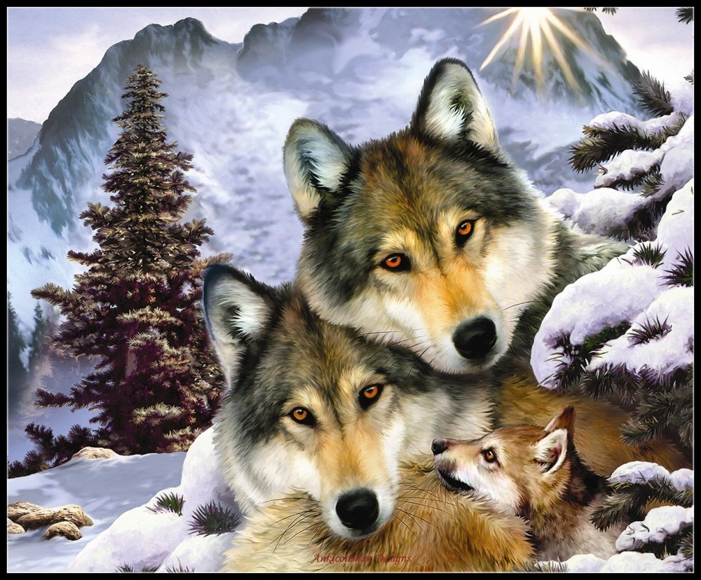 Counted Cross Stitch Kits Needlework Crafts DIY Chart - Wolf Harmony