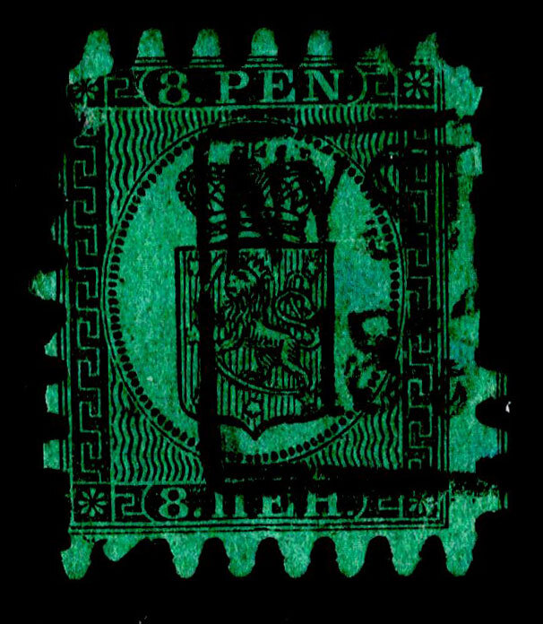 Finland Scott 7 Used with thin and missing perforations.