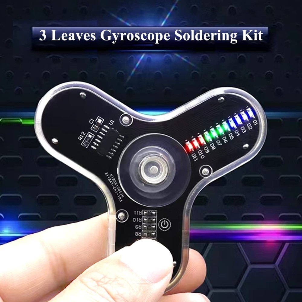 Soldering Practice Kit 3 Leaves LED Rotating Gyroscope DIY Project Electronics**