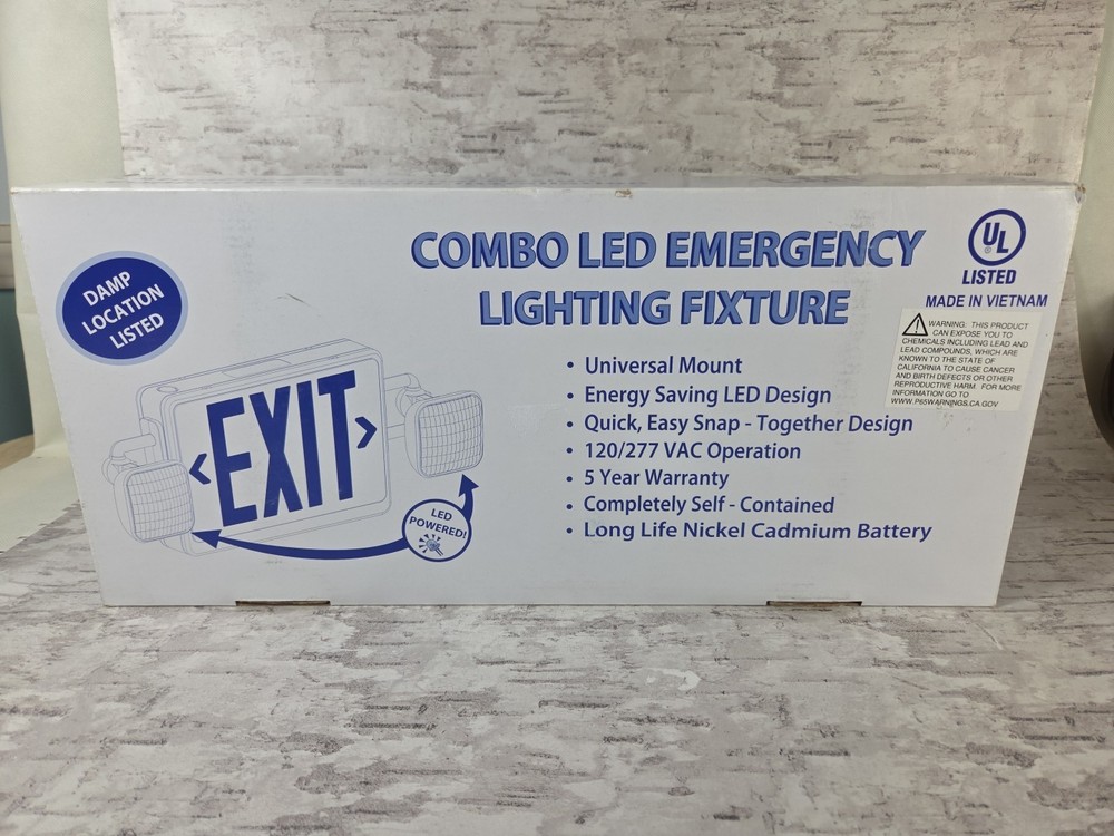 Brand New Never Installed Combo LED EXIT Emergency Lighting Fixture