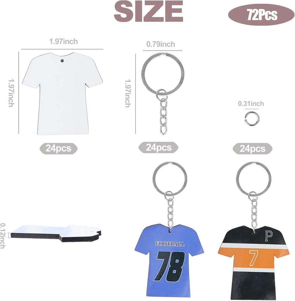 72Pcs Sublimation Keychain Blanks Bulk - Sublimation Blanks Keychain