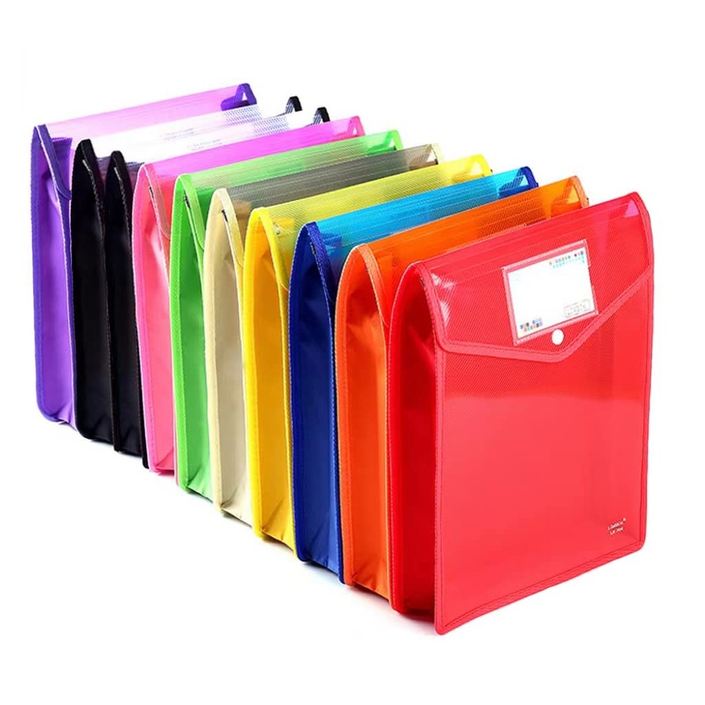 Plastic Document File Folder A4 Size Expandable Poly Envelopes Waterproof Tra...