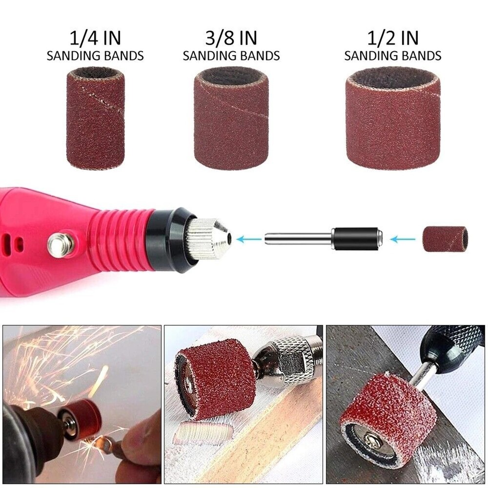 384PCS Drum Sanding Kit For Dremel Nail Drill Bits Accessories Rotary Tool Set
