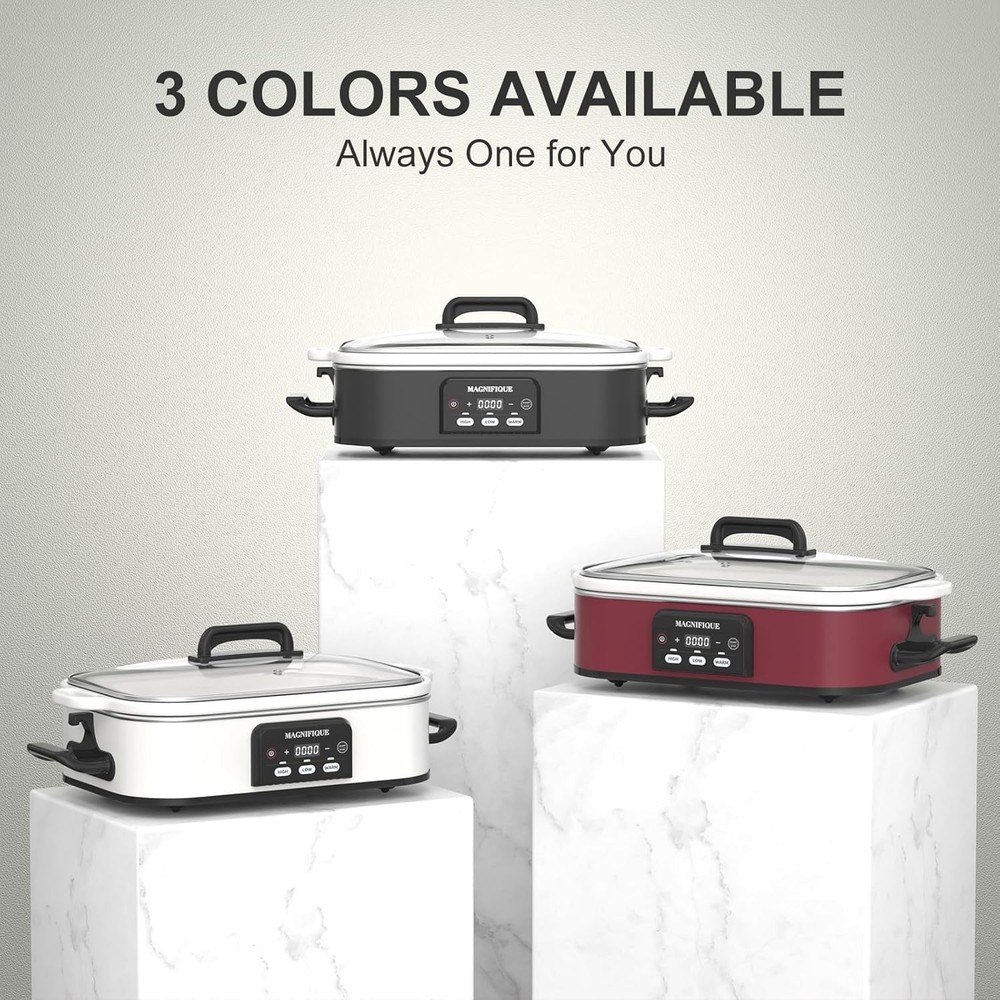 4 Quart Casserole Programmable Slow Cooker with Ceramic Baking Dish Oven Safe