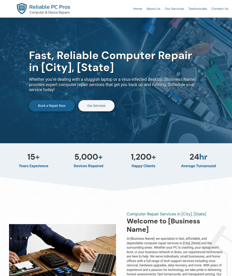 Computer Repair Customized Business Website *SEE FULL DESCRIPTION*