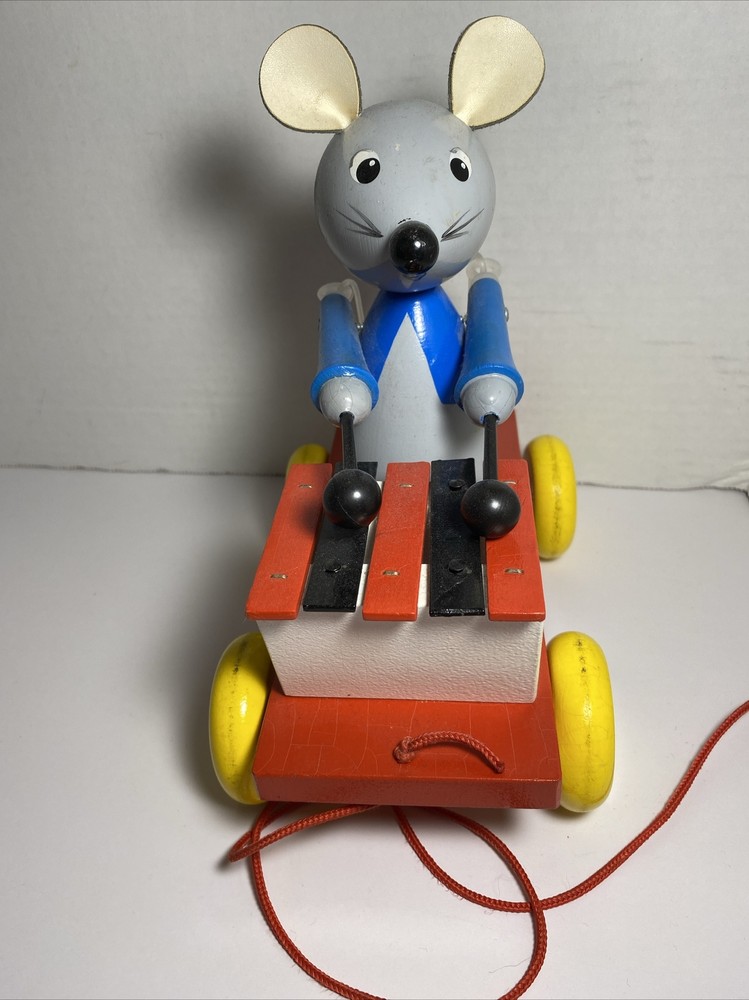 Mouse/ Rat Xylophone Wooden Pull Toy Works-READ