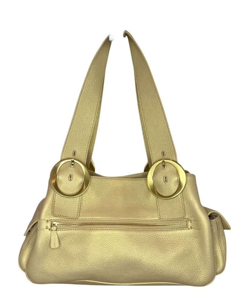 Sondra Roberts Gold Metallic Double strap Shoulder handbag