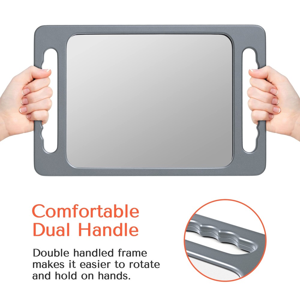 Unbreakable Hand Mirror with Double Handle- Large Handheld Barber Mirror for ...