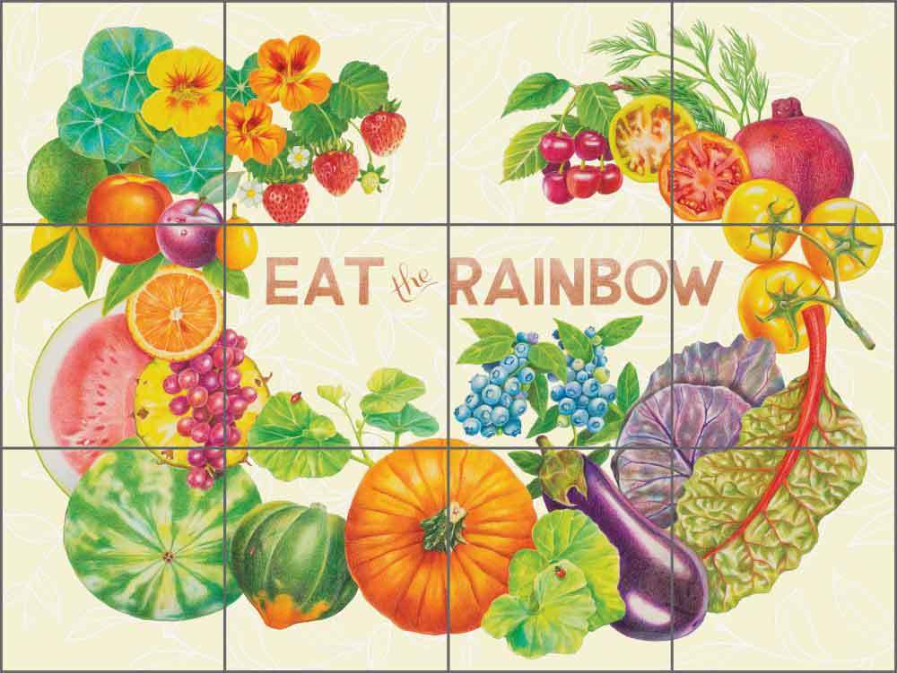 Ceramic Tile Mural Backsplash Chamberlain Fruit Vegetable Kitchen Art JC5-001