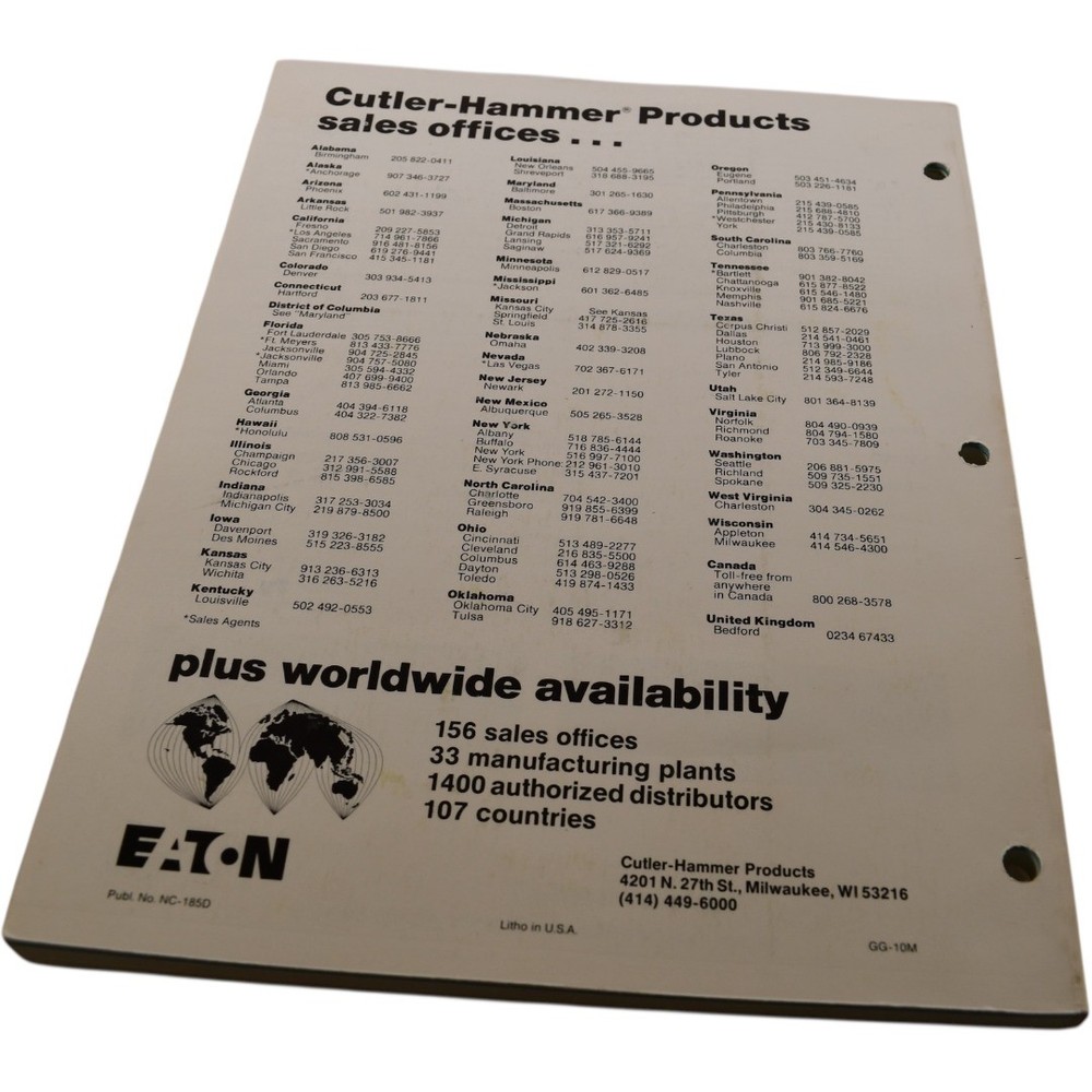 NEW Eaton NC-185D Micro PC Instruction Manual