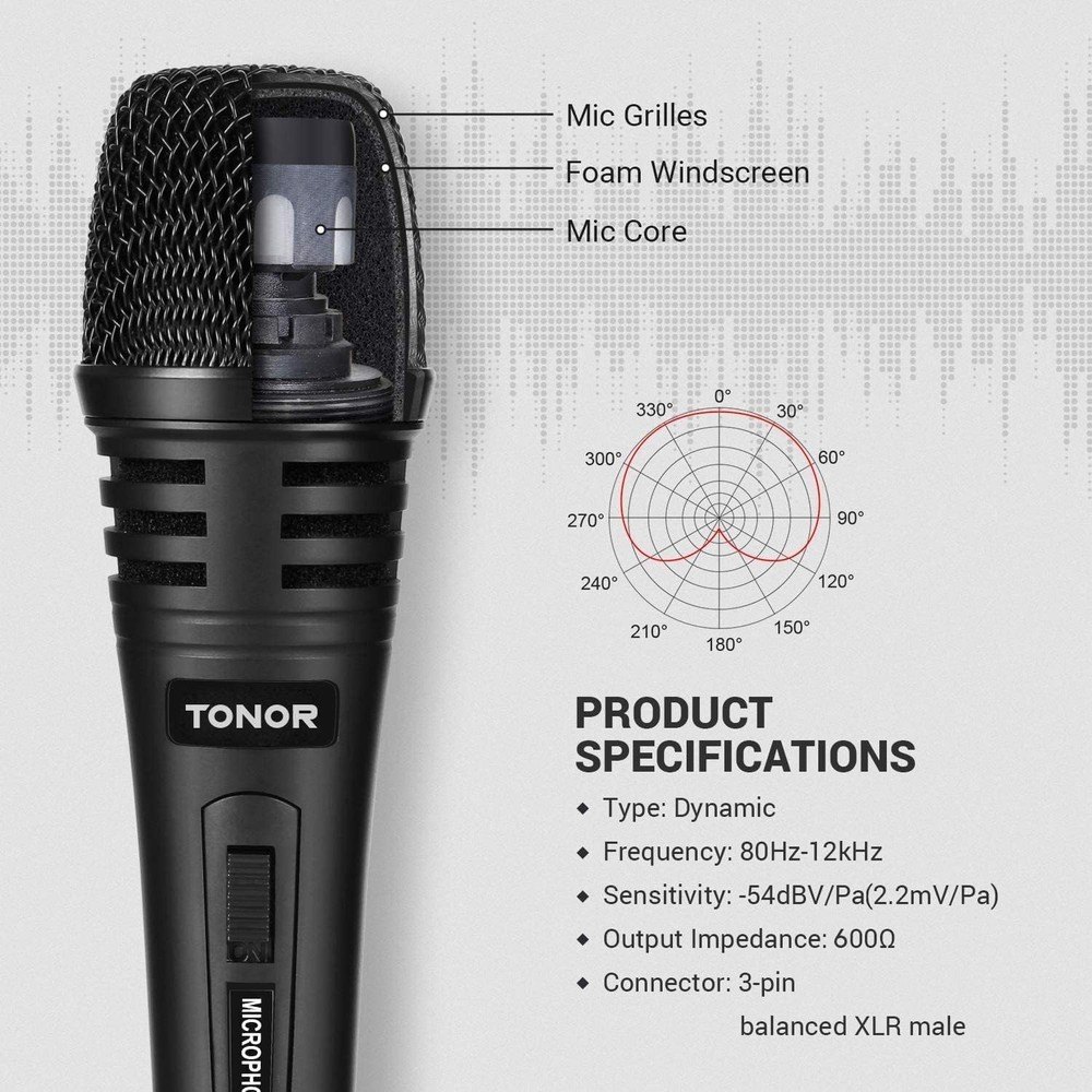 Studio-Quality Handheld Karaoke Microphone - Mute Function & XLR Cable