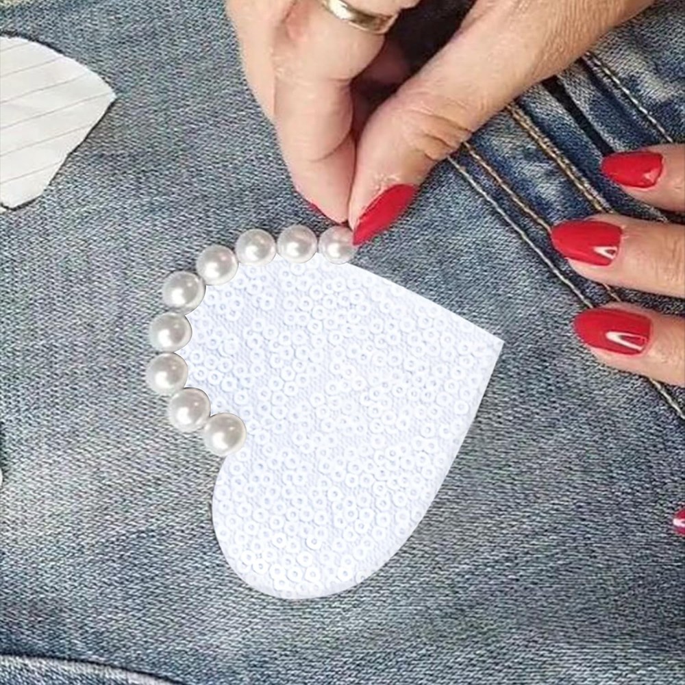 Gold and White Heart Decorations Double Sided Sequin 3D