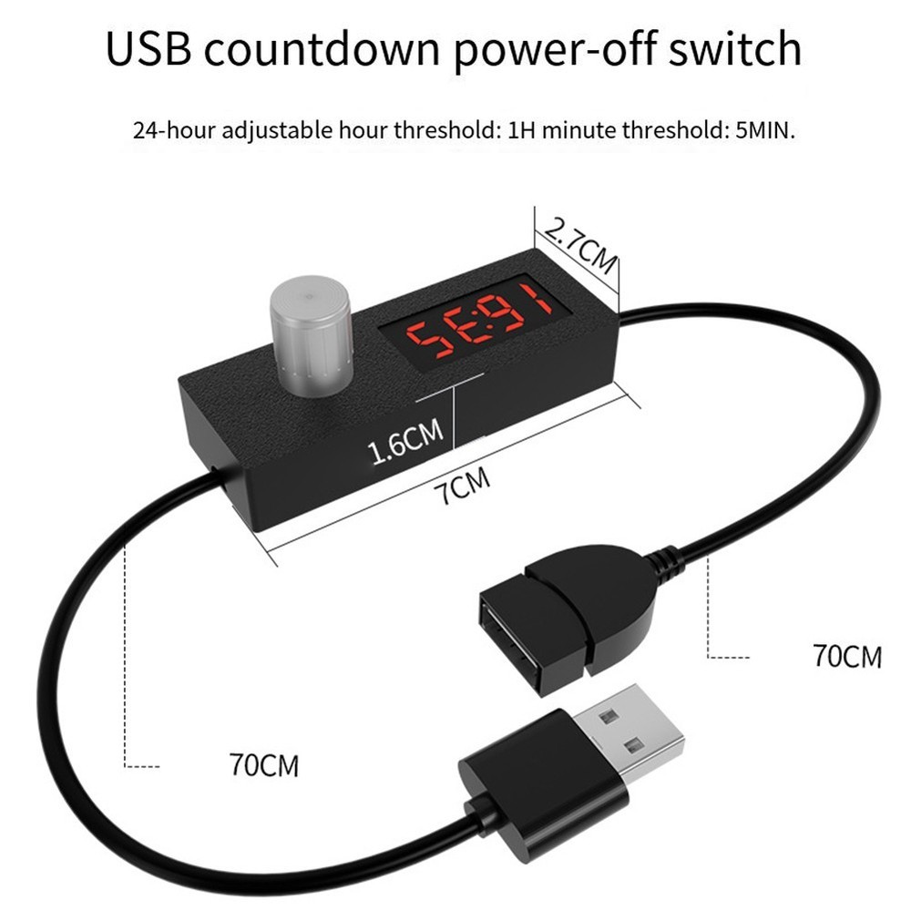 Adjustable USB Timer Cable with Power Off Switch for Aquarium and Home Use