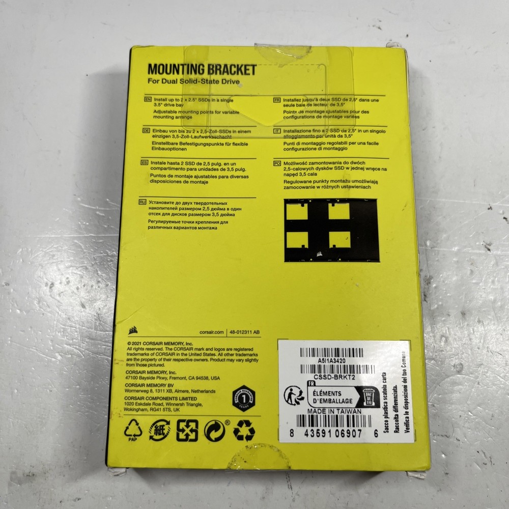 Corsair Dual SSD Solid State Mounting Bracket 3.5" | CSSD-BRKT2 | BRAND NEW |