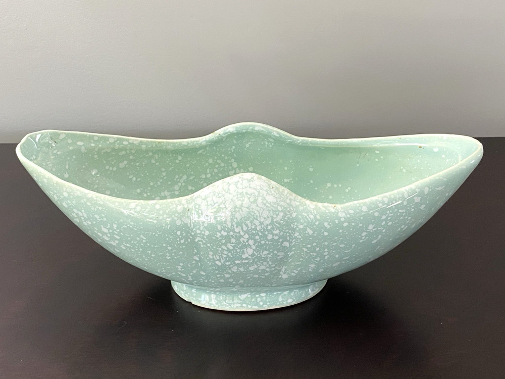 Mid Century Pottery Planter Splatterware Speckle Pattern Vintage 11" Long