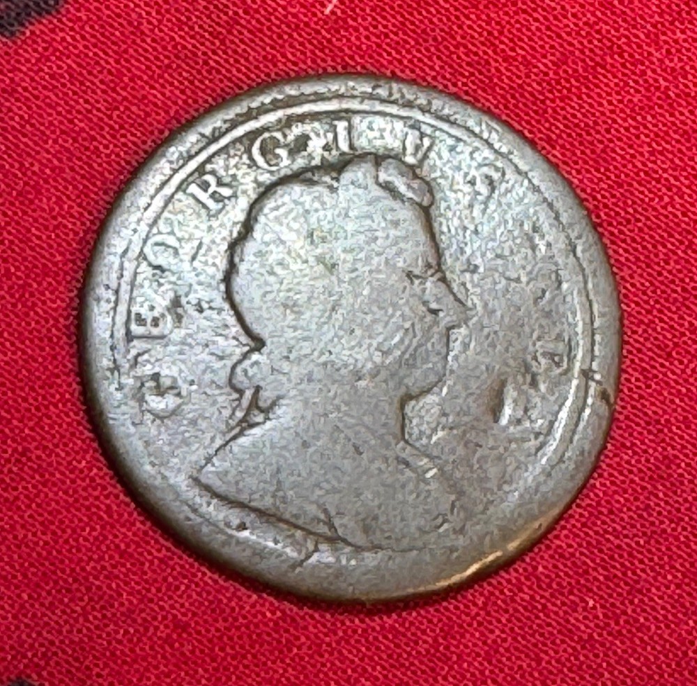 **Authentic 1723  Issue George I, Pre-Revolutionary War Halfpenny